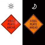 Roll Up Sign & Stand - 48 Inch Steel Plate Ahead Roll Up Reflective Traffic Sign